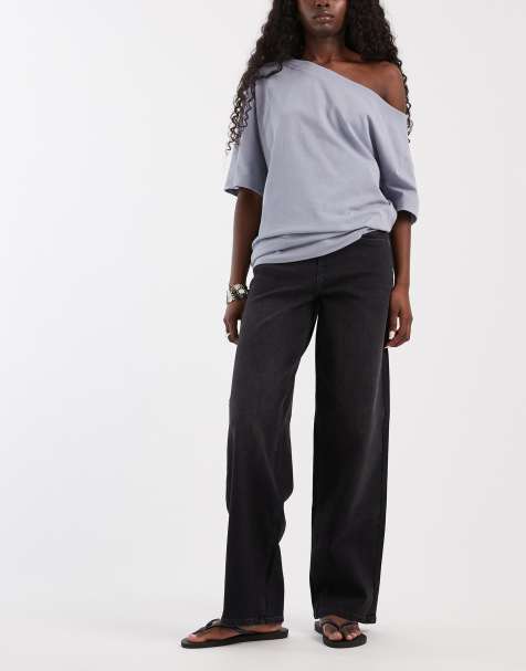 ONLY Tonnie loose straight jeans in washed black - view 1