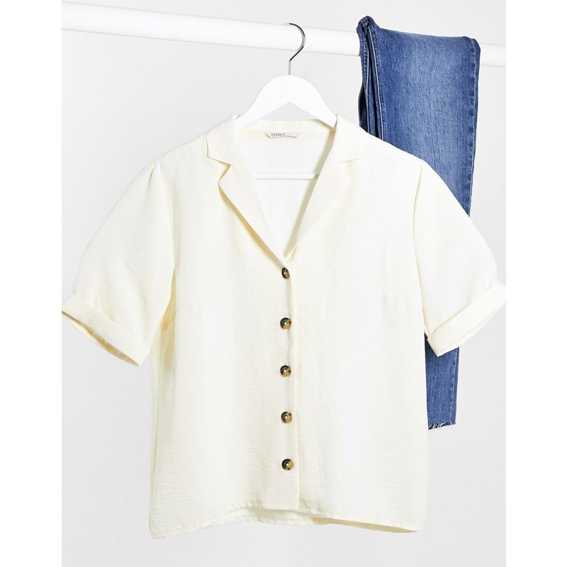 Camicie e bluse Top Only - Top a maniche corte con bottoni crema