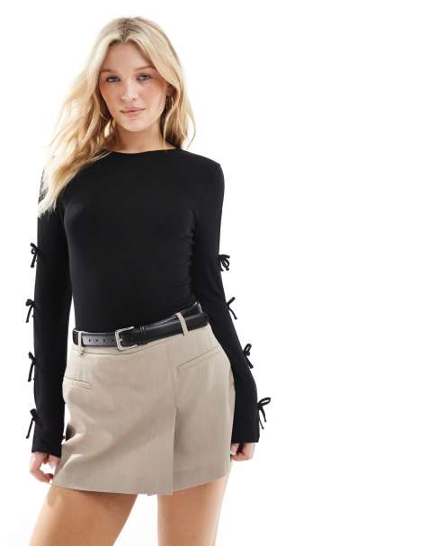 ONLY - Top a maniche lunghe nero con fiocco - view 1