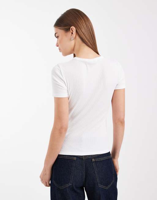 ONLY - Top ajusté à nervures - Blanc, 3 de 4