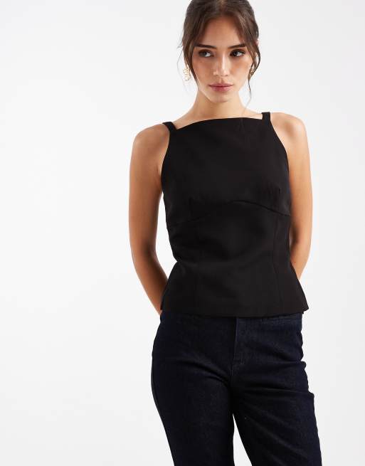 ONLY - Top ajusté avec détails nœud au dos - Noir, 2 de 4