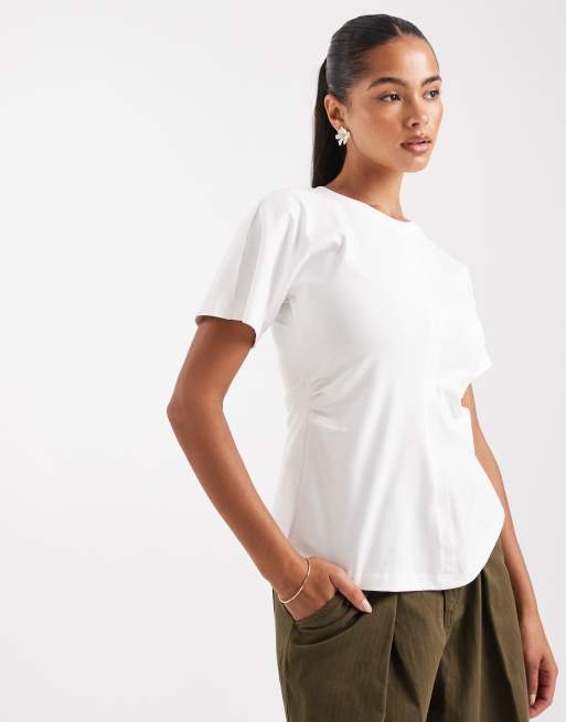 ONLY - Top bianco con dettagli arricciati