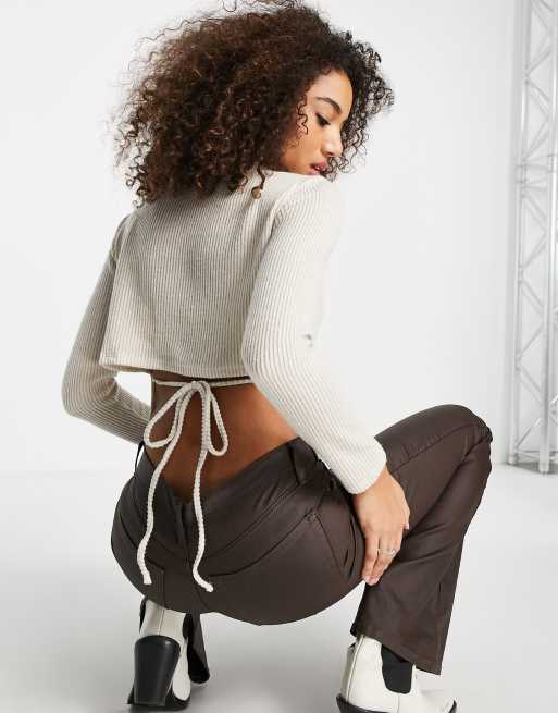 Only - Top dolcevita allacciato sul retro color crema, 4 di 4