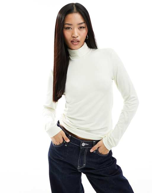 Only - Top dolcevita bianco sporco 