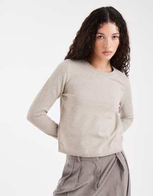 ONLY - Top en maille à col rond - Beige-Neutre