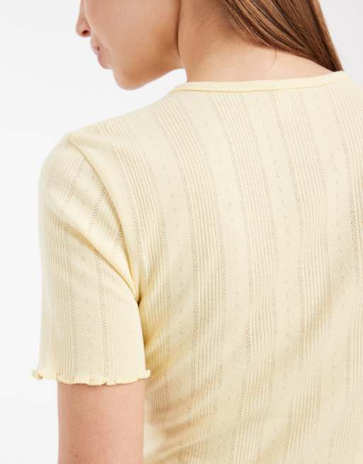 Only - Top giallo pallido traforato con bordi smerlati, 4 di 4