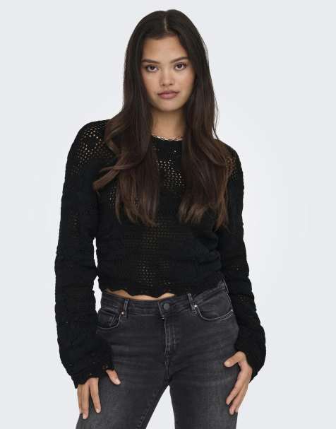 ONLY - Top in maglia nero - view 1