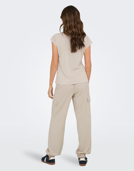 ONLY - Top in puimsteen beige, 2 van 7