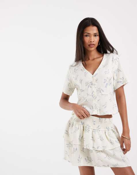 ONLY - Top met bloemenprint in wit, deel van co-ord set - view 1
