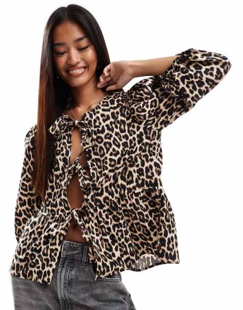 ONLY - Top met strikdetail in dierenprint - view 1