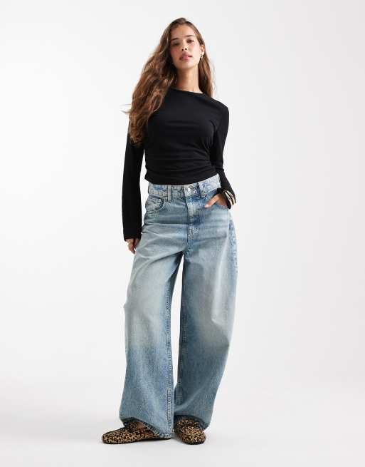 Only - Top met textuur en gerimpeld detail in zwart, 3 van 4