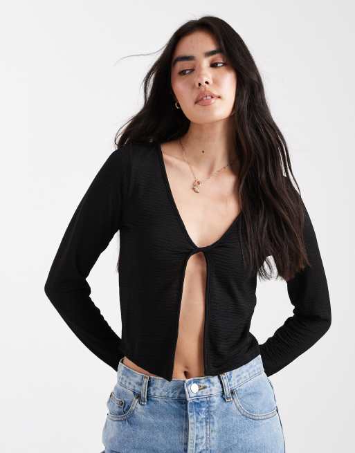 ONLY - Top ouvert à boutonnage - Noir