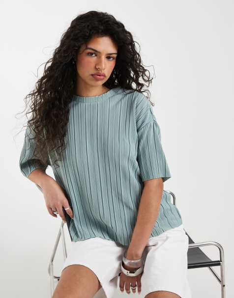 Only - Top plissé coupe carrée - Sarcelle clair - view 1