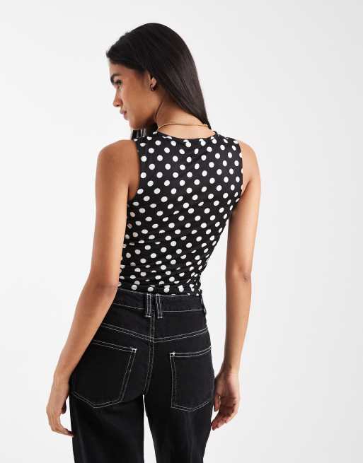 ONLY - Top senza maniche nero a pois bianchi, 4 di 4
