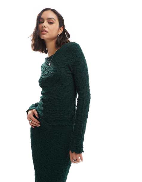 Only - Top testurizzato a maniche lunghe verde smeraldo in coordinato - view 1