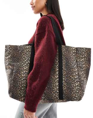 ONLY tote bag in leopard print-Black