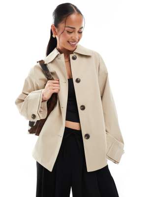 Only - Trench-coat court coupe carrée - Beige-Neutre