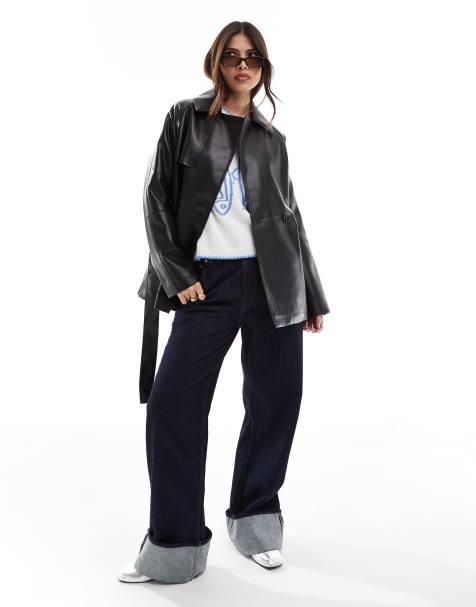 Only - Trench-coat court en similicuir - Noir - view 1