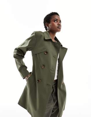 trench coat in khaki-Green