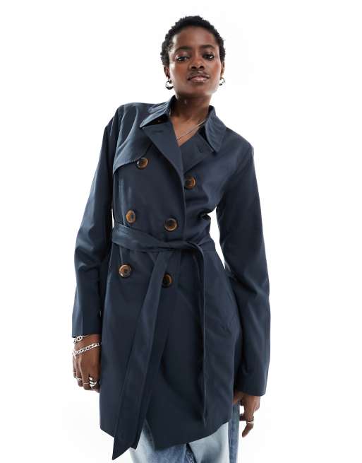 ONLY trench coat in navy ASOS