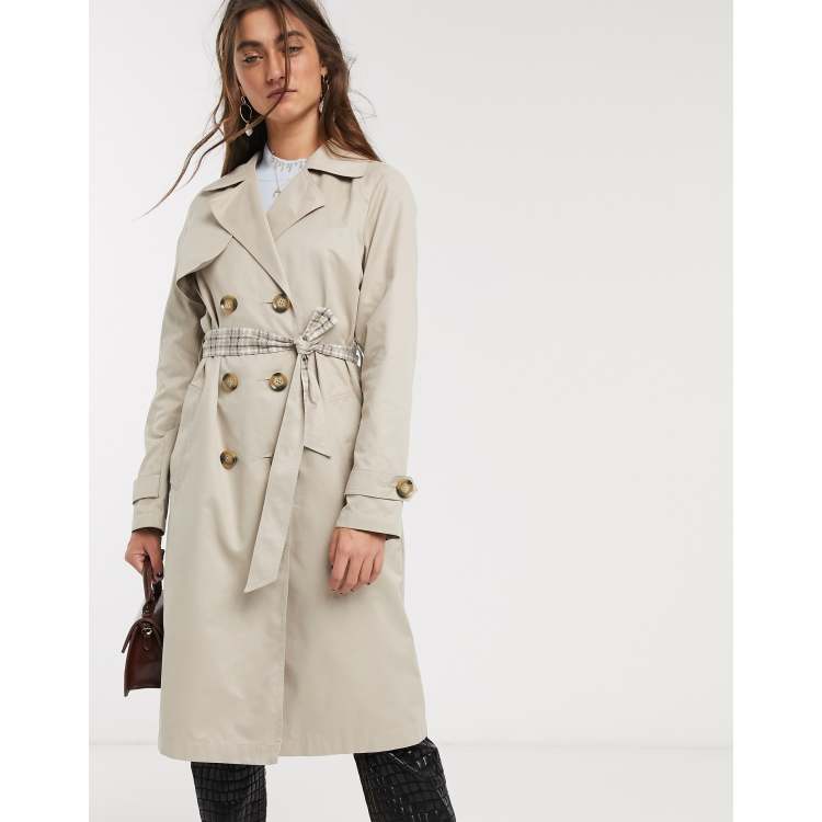 Only trench coat with check lining in beige