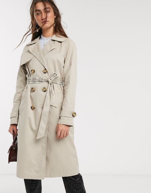 Only trench coat with check lining in beige