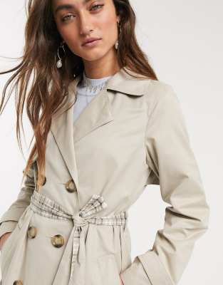 Only trench coat with check lining in beige