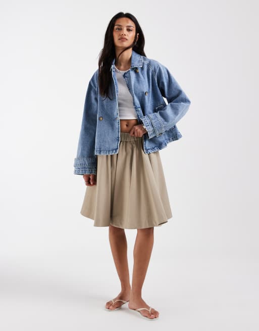 ONLY - Trench corto in denim azzurro, 2 di 4