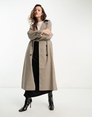 Only trench coat in brown check - ASOS Price Checker