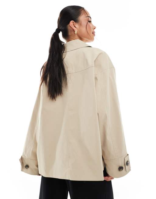 ONLY - Trench taglio corto squadrato beige, 3 di 4