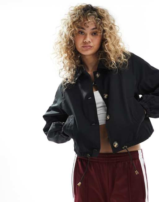 Only - Trench taglio corto stile bomber nero 