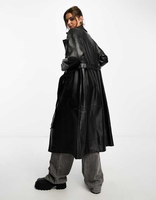 Only - Trenchcoat met ceintuur van imitatieleer in zwart , 3 van 4