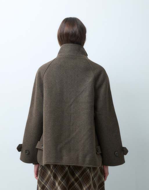 ONLY Trenchjacke in Wolloptik mit Stehkragen in Braun, 4 von 4
