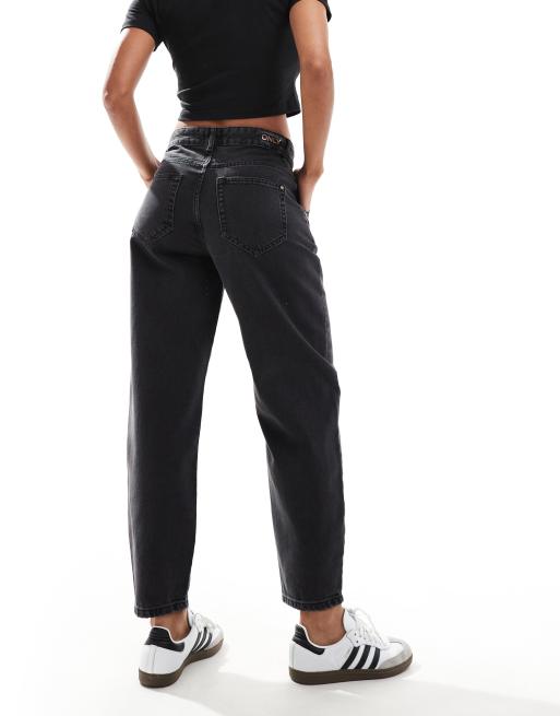 ONLY Troy high waist carrot jeans in black , 3 of 5