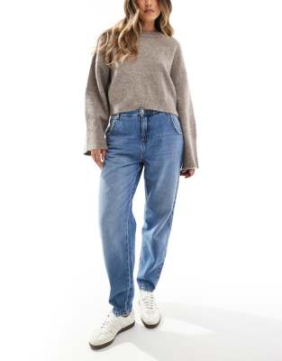 ONLY - Troy - Karottenjeans in Mittelblau mit hoher Taille