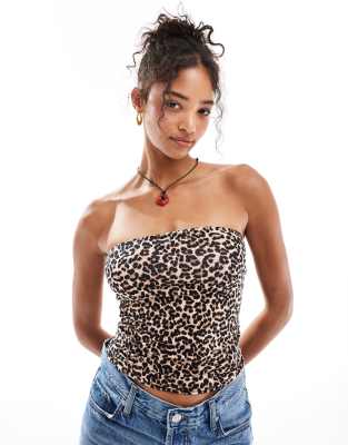 ONLY tube top in animal print-Brown