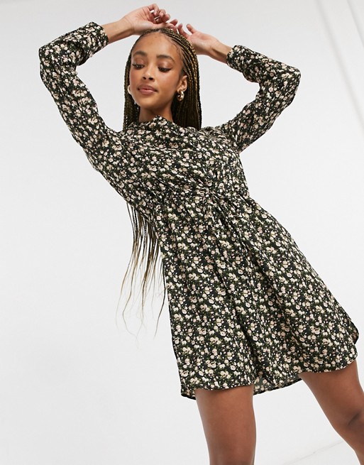 Only tunic dress with long sleeves in floral print