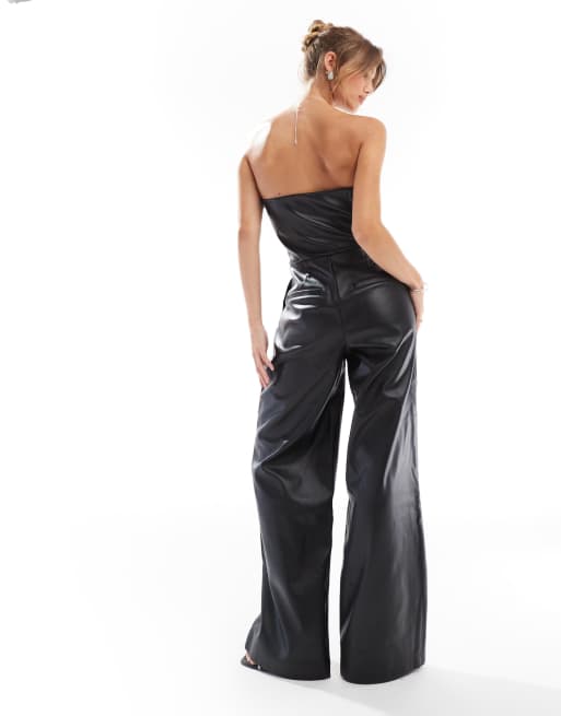 ONLY Tuta jumpsuit in pelle sintetica nera ASOS