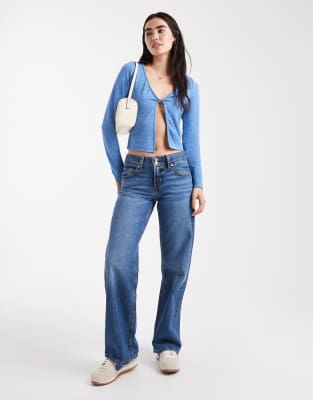 Only Twist Front Detail Open Top In Blue