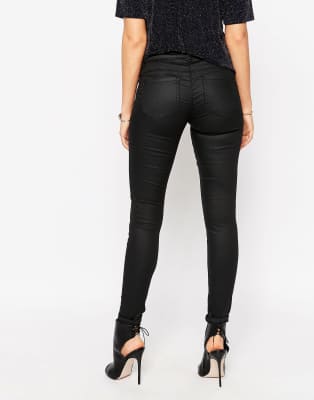 coated black skinny jeans