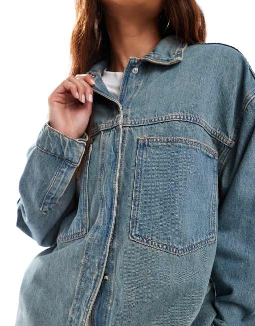 ONLY – Utility-Hemd aus Denim mit rosa Vintage-Waschung , 4 von 4