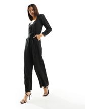 Vero Moda V-neck short sleeve jumpsuit in black