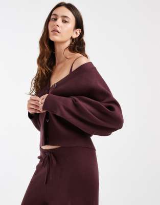 Only V-neck Cardigan In Burgundy