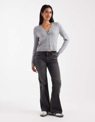 Only V-neck Cardigan In Gray