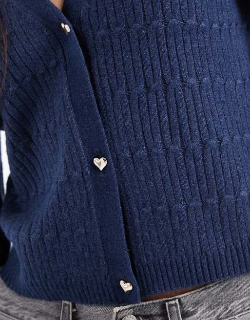 ONLY V-neck cardigan in navy, 4 of 4