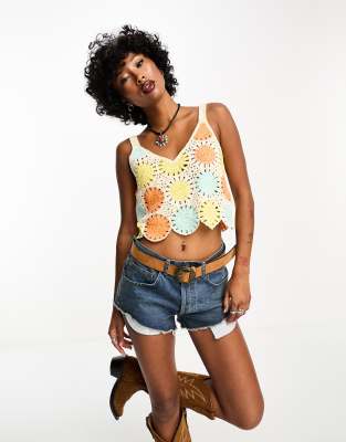 Only v neck crochet top in multi | ASOS
