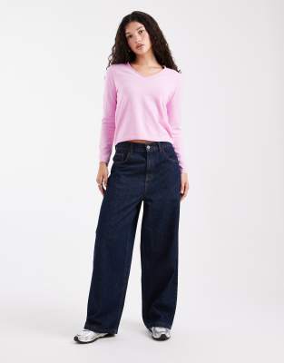 Only V-neck Knit Top In Pink