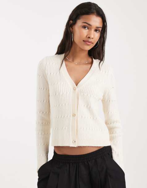 ONLY v-neck knitted cardigan in cream - view 1