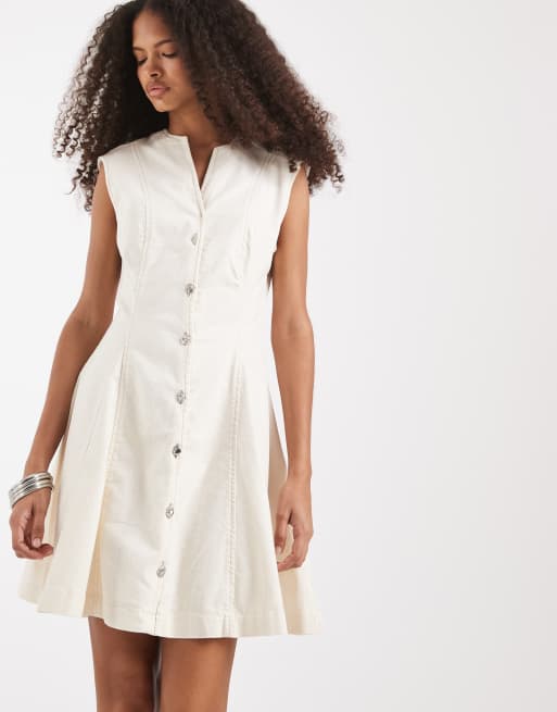 ONLY v-neck mini dress in cream, 2 of 4