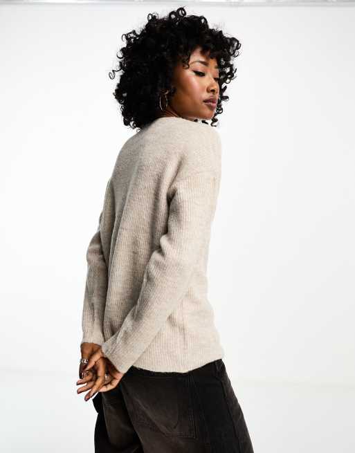Only v neck sweater in stone heather , 2 of 4